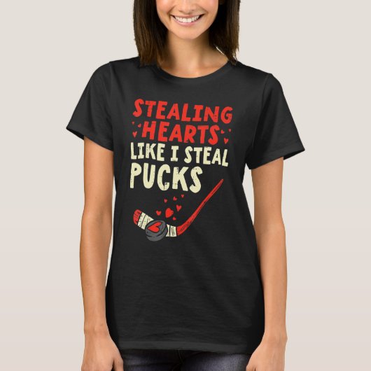 Stealing Heart Like I Steal Pucks Valentines Day H Tシャツ (正面)