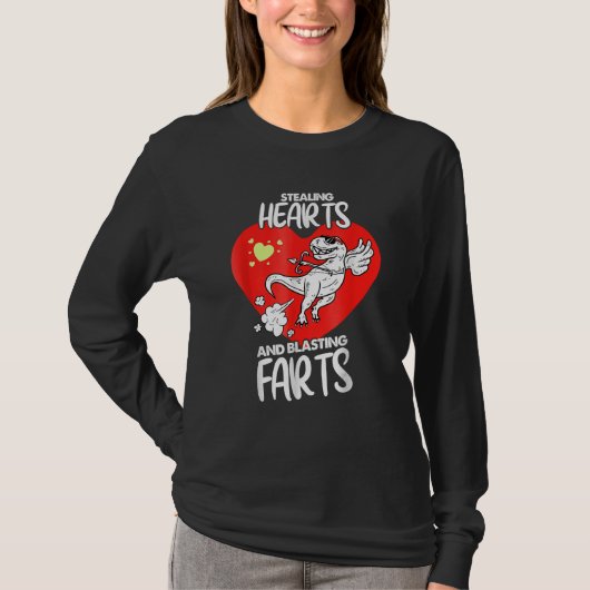 Stealing Hearts And Blasting Farts Dino Cupid Vale Tシャツ (正面)