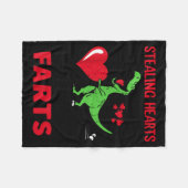 Stealing Hearts And Blasting Farts T Rex Cute Todd フリースブランケット (正面(横))