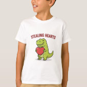 Stealing Hearts T-Rex Dinosaur Cute Boys Valentine Tシャツ (正面)