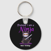 Stealthy Ninja Cat Masked Kitty Warrior Pun キーホルダー (正面)