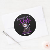 Stealthy Ninja Cat Masked Kitty Warrior Pun ラウンドシール (封筒)
