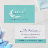 Steam Cleaning Business aqua blue white 名刺