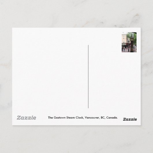 Steam Clock Gastown/Greetings From BC, Canada ポストカード (裏面)