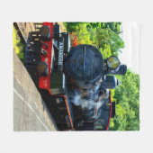 Steam Engine Train Railroad Railway at Station フリースブランケット (正面(横))