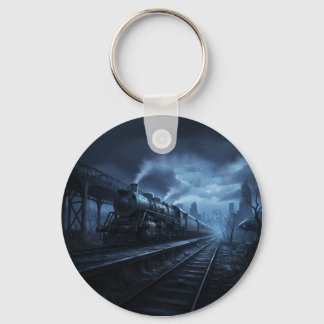 Steam Locomotive On A Dark Stormy Night キーホルダー