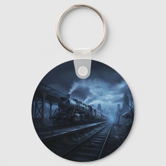 Steam Locomotive On A Dark Stormy Night キーホルダー (正面)
