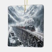 Steam Locomotive Train On a Mountain Trestle セラミックオーナメント (左)