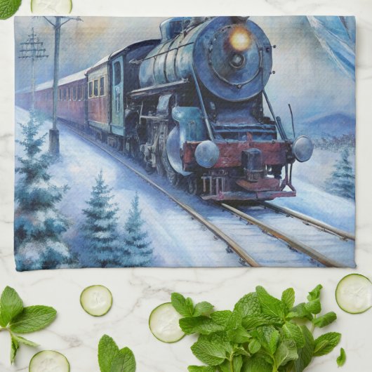 Steam Train キッチンタオル (折り畳み)