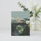 Steam Train Bridge - Painterly Style Landscape Art ポストカード (スタンド正面)