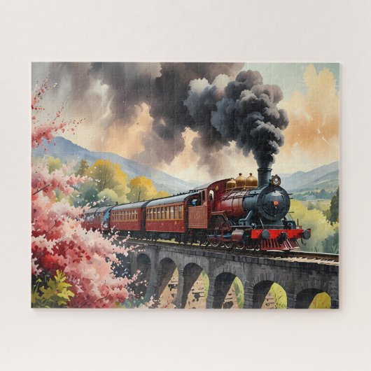 Steam Train Dreams Landscape Artwork ジグソーパズル (横)