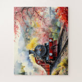 Steam Train Dreams Landscape Watercolour Artwork j ジグソーパズル (縦)