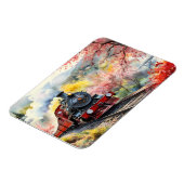 Steam Train Dreams Landscape Watercolour Artwork j マグネット (左側)