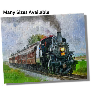Steam Train Engine Locomotive Painting Railroad ジグソーパズル