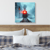 "Steam Train in Snowy Winter Forest" キャンバスプリント (インサイチュ (寝室))