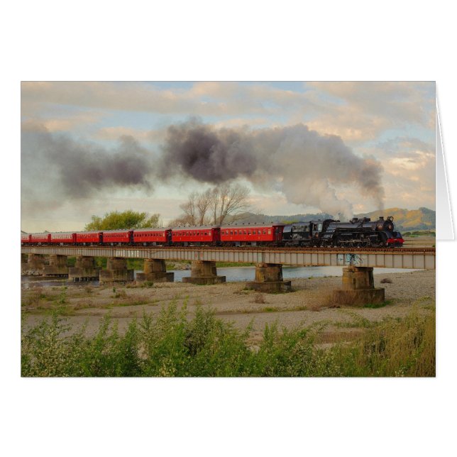 Steam Train New Zealand Country side Photo Note (正面横)