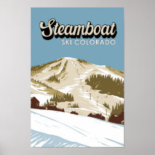 Steamboat Ski Area Winter Colorado Vintage ポスター