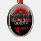 Steamboat Springsコロラド州のスキー赤いオーナメント メタルオーナメント (右)