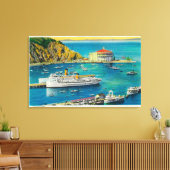 Steamers CatalinaとAvalon at Pier、Casino キャンバスプリント (インサイチュ (リビング))