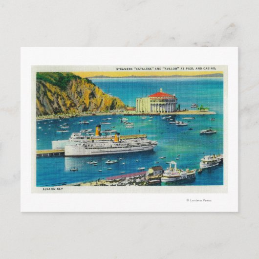 Steamers CatalinaとAvalon at Pier、Casino ポストカード (正面)