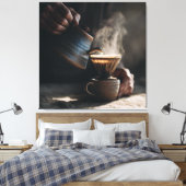 Steaming Ceramic Pour Over キャンバスプリント (インサイチュ (寝室))