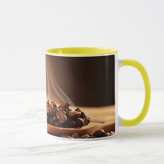 Steaming Coffee Beans Sticker for Mug Lovers マグカップ (右)