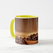 Steaming Coffee Beans Sticker for Mug Lovers マグカップ (正面左)