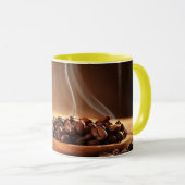 Steaming Coffee Beans Sticker for Mug Lovers マグカップ (正面右)