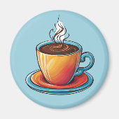 Steaming Coffee Cup Magnet マグネット (正面)