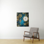 Steampnターコイズ背景(ギア) タペストリー (インサイチュ)