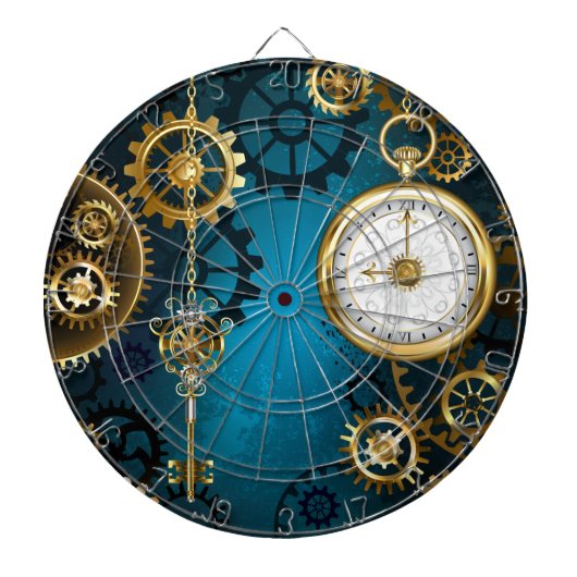 Steampnターコイズ背景(ギア) ダーツボード (正面)
