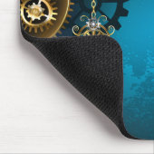 Steampnターコイズ背景(ギア) マウスパッド (コーナー)