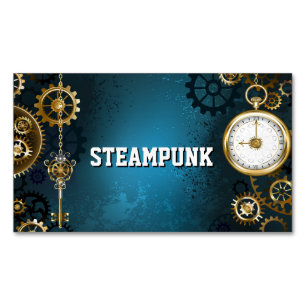 Steampnターコイズ背景(ギア) マグネット名刺