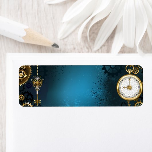 Steampnターコイズ背景(ギア) ラベル (インサイチュ)