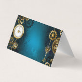 Steampnターコイズ背景(ギア) 名刺 (裏面)