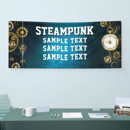 Steampnターコイズ背景(ギア) 横断幕 (トレードショー)