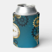Steampnターコイズ背景(ギア) 缶クーラー (缶正面)