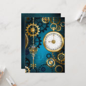 Steampunターコイズの背景(ギア) カード (正面/裏面インサイチュ)