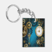 Steampunターコイズの背景(ギア) キーホルダー (正面左)