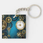 Steampunターコイズの背景(ギア) キーホルダー (裏面)