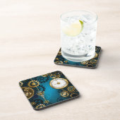 Steampunターコイズの背景(ギア) コースター (右側)