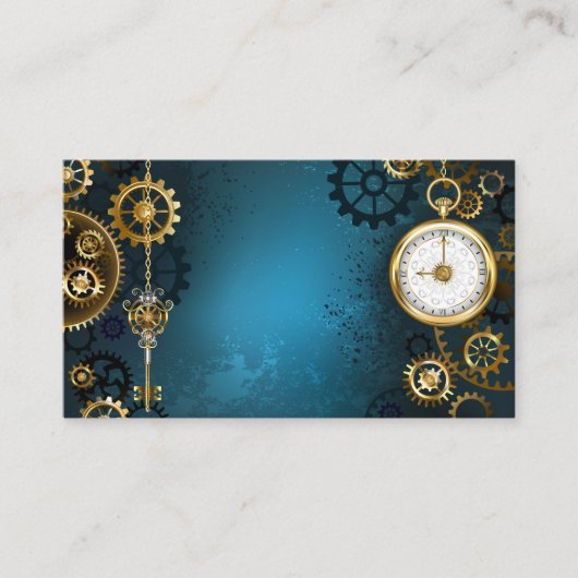 Steampunターコイズの背景(ギア) コーリングカード (正面)