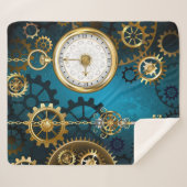 Steampunターコイズの背景(ギア) シェルパブランケット (正面(横))