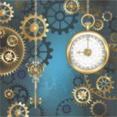 Steampunターコイズの背景(ギア) シール (正面)