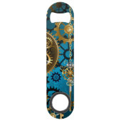 Steampunターコイズの背景(ギア) スピード栓抜き (裏面)