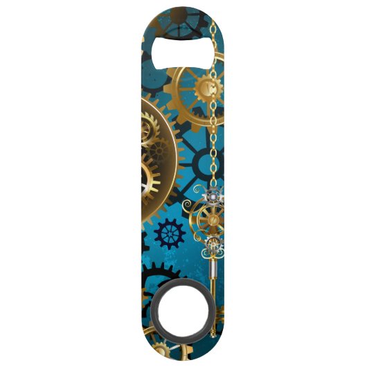 Steampunターコイズの背景(ギア) スピード栓抜き (裏面)