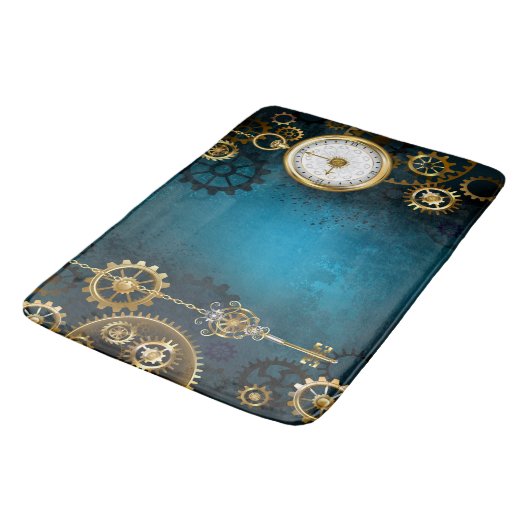 Steampunターコイズの背景(ギア) バスマット (アングル)