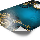 Steampunターコイズの背景(ギア) フォトプリント (角)