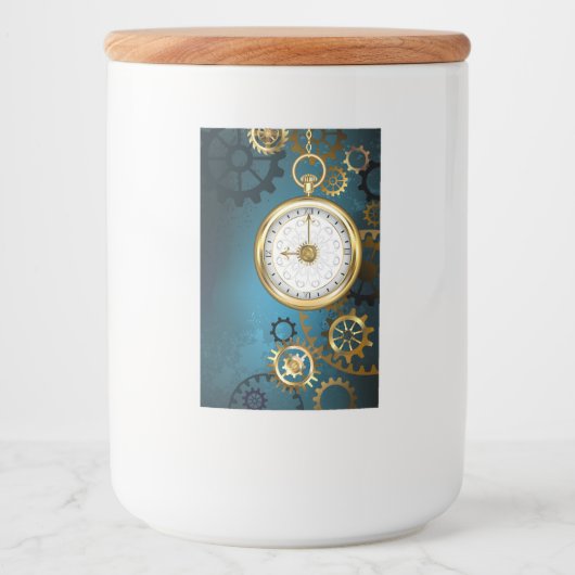 Steampunターコイズの背景(ギア) フードラベル (正面)