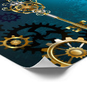 Steampunターコイズの背景(ギア) ポスター (角)